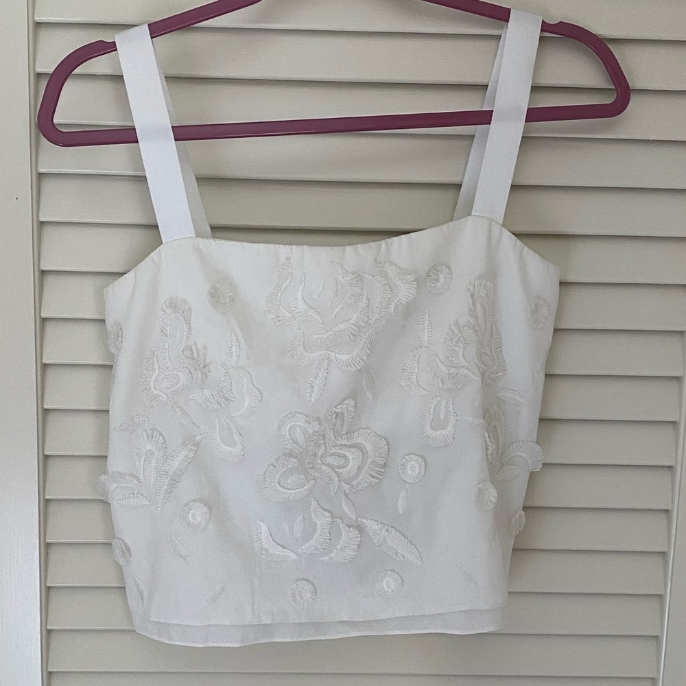 White Floral Club Monaco Crop Top